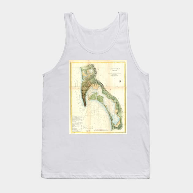 Vintage Map of The San Diego Bay (1857) Tank Top by Bravuramedia